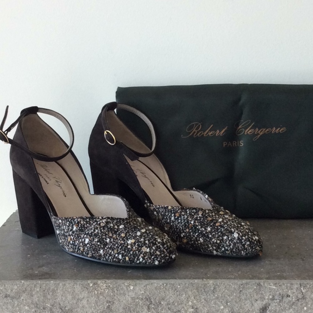 ROBERT CLERGERIE PARIS Brown Suede & Tweed Pump